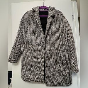 Topshop wool blend coat herringbone sz 2